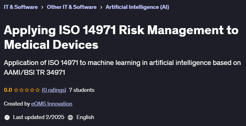 Pictures · Udemy — Applying ISO 14971 Risk Management to Medical Devices 2025-2