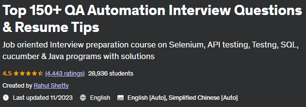 Pictures · Udemy — Top 150+ QA Automation Interview Questions & Resume Tips 2021-11