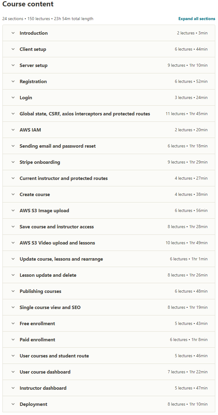 Course topics · FullStack JavaScript React Node MERN eLearning Marketplace 2021-5