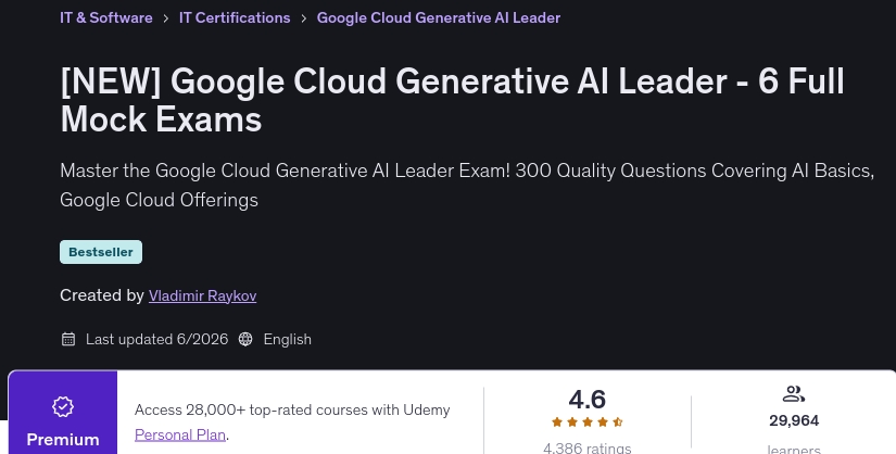 Pictures · [NEW] Google Cloud Generative AI Leader – 6 Full Mock Exams 2026-6