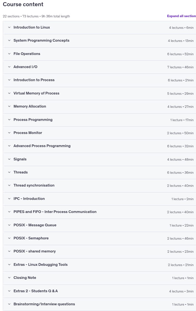 Course topics · Linux System Programming – A programmers/Practical Approach 2026-3