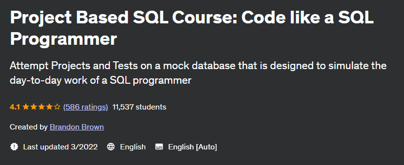 Pictures · Udemy — Project Based SQL Course: Code like a SQL Programmer 2022-3