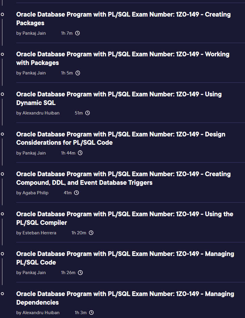 Pictures · Pluralsight — Oracle Database Program with PL/SQL Exam Number: 1Z0-149 2024-5