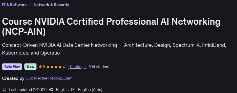 이미지 · NVIDIA Certified 전문가 AI 네트워크 (NCP - AIN) 2026-1