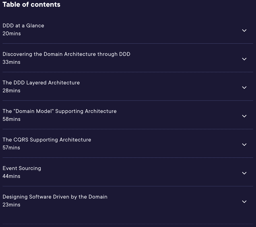Course topics · Pluralsight — Modern Software Architecture: Domain Models, CQRS, and Event Sourcing 2019-12