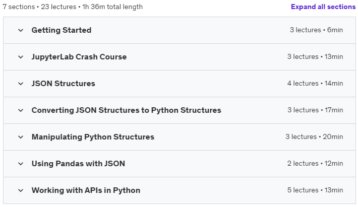 Course topics · Udemy — Master JSON Using Python 2023-4