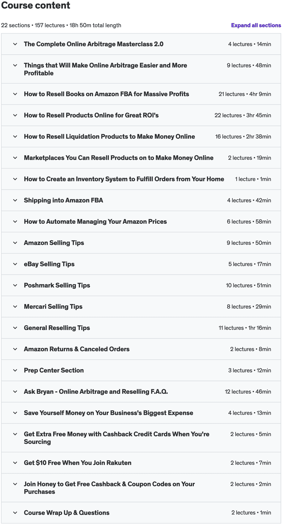 Course topics · Udemy — The Complete Online Arbitrage Masterclass 2.0 2023-8