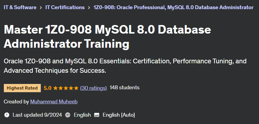 Pictures · Udemy — Master 1Z0-908 MySQL 8.0 Database Administrator Training 2024-9