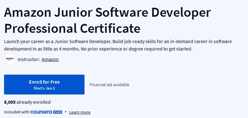 Pictures · Coursera — Amazon Junior Software Developer Professional Certificate 2025-1