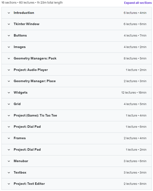 Course topics · Python Desktop Apps with Tkinter 2023-7