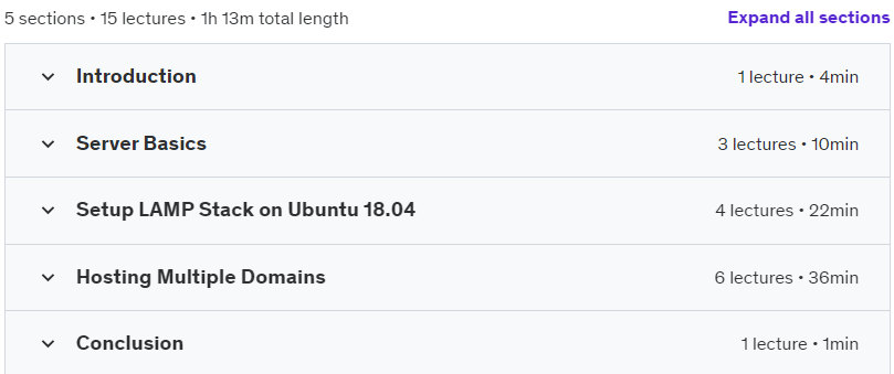 Course topics · Udemy — Learn to Host Multiple Domains on one Virtual Server 2018-8