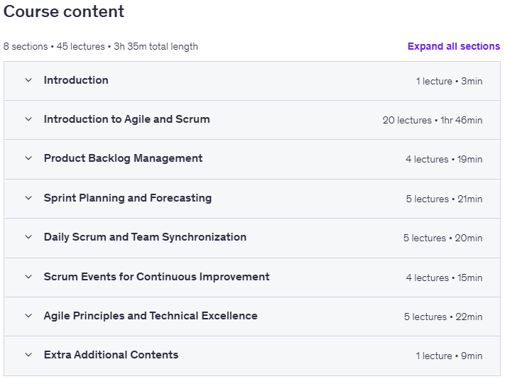 موضوعات الدورة · تصنيف Agile Scrum Developer 2024-5