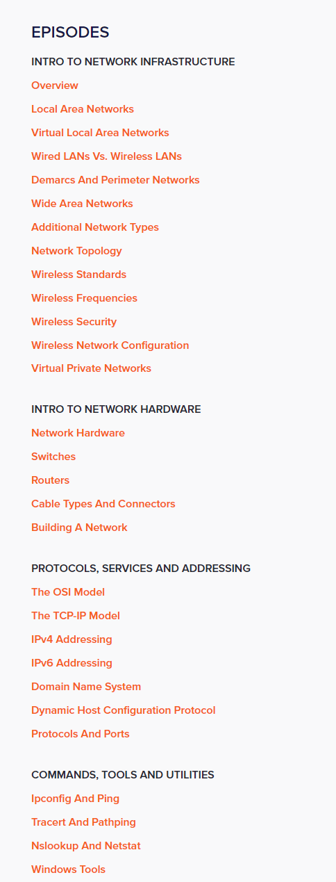 Course topics · ITProTV — Networking Fundamentals 2022-10