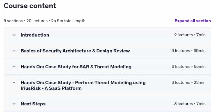 Course topics · Udemy — Security Architecture & Review with Threat Modeling-Hands On 2024-11