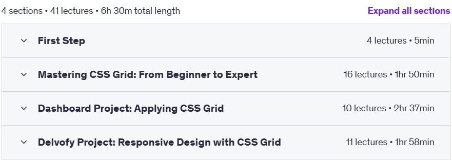Course topics · Advanced CSS Grid Course 2023-10