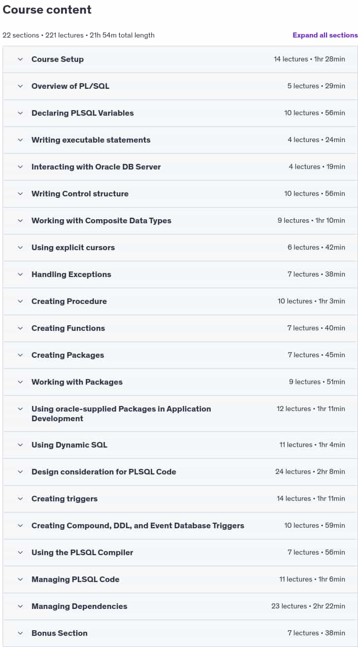 Course topics · Oracle PL/SQL is My Game: EXAM 1Z0-149 2024-5