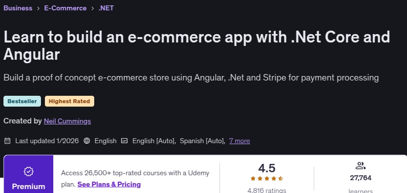 Images · Apprenez à construire une application de commerce électronique avec .Net Core et Angular 2026-1