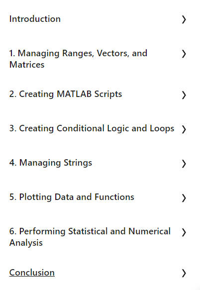 Course topics · MATLAB Essential Training 2023-11