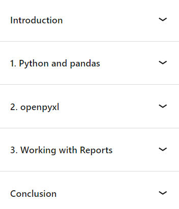 Course topics · LinkedIn — Using Python with Excel 2023-8