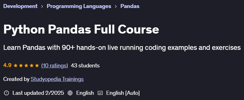 Pictures · Udemy — Python Pandas Full Course 2025-2