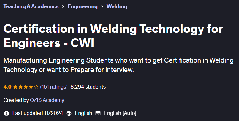 Pictures · Udemy — Certification in Welding Technology for Engineers – CWI 2022-2