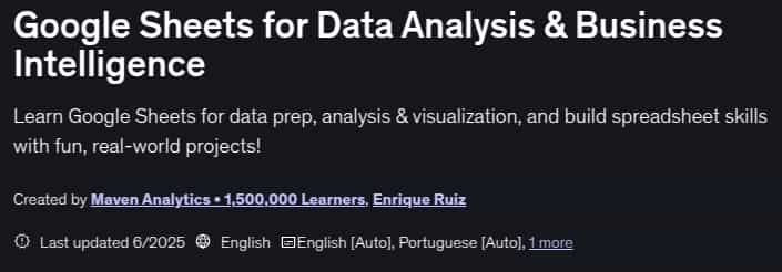 Pictures · Udemy — Google Sheets for Data Analysis & Business Intelligence 2025-6