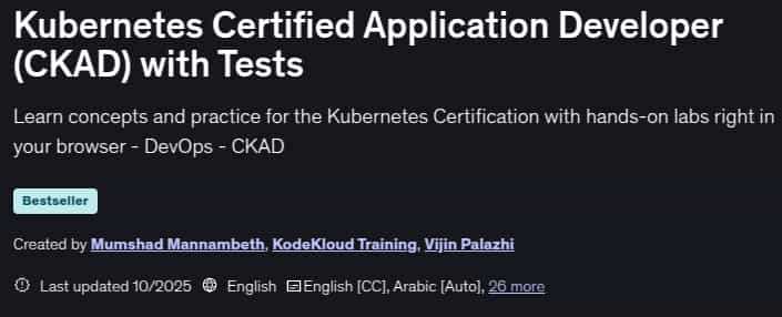 चित्र · Kubernetes प्रमाणित एप्लिकेशन डेवलपर (सीकेएडी) परीक्षण के साथ 2025-10