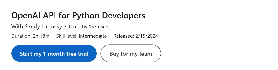 Pictures · LinkedIn — OpenAI API for Python Developers 2025-2