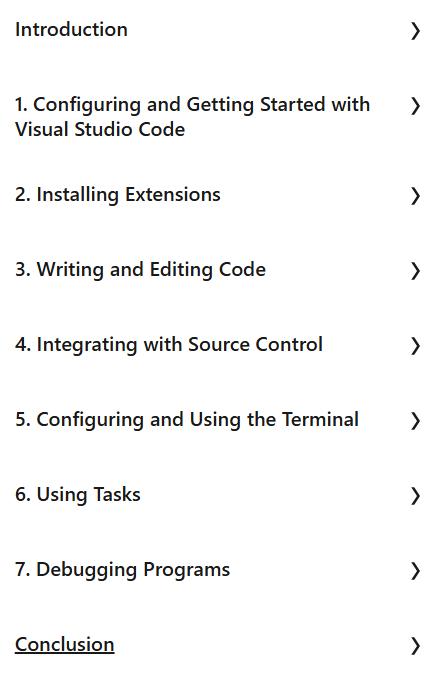 Course topics · Learning Visual Studio Code 2024-3