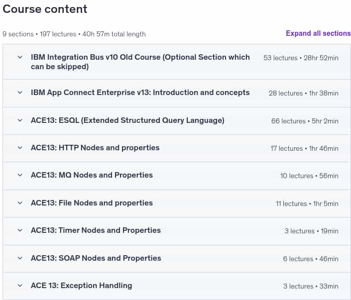 Course topics · Udemy — Master IBM App Connect Enterprise v13 : Your Ultimate Guide 2025-5