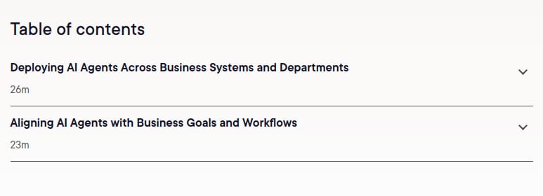 Course topics · Pluralsight — Integrating AI Agents in Enterprise Systems 2025-5