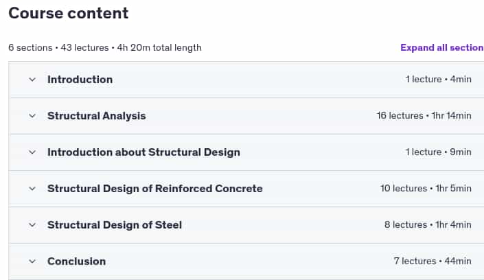 Course topics · Udemy — Fundamentals of Structural Engineering – FE Civil Exam 2022-10