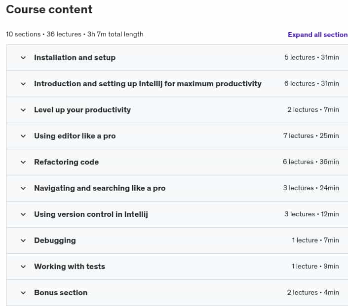 Course topics · Udemy — Master IntelliJ Idea | Become a Productive Java Developer 2024-11