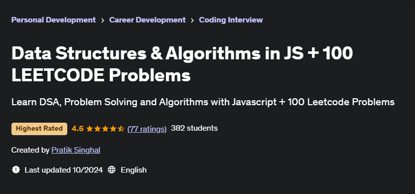 Pictures · Udemy — Data Structures & Algorithms in JS + 100 LEETCODE Problems 2024-10