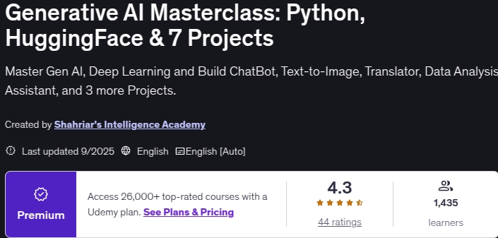 Pictures · Generative AI Masterclass: Python, HuggingFace & 7 Projects 2025-9