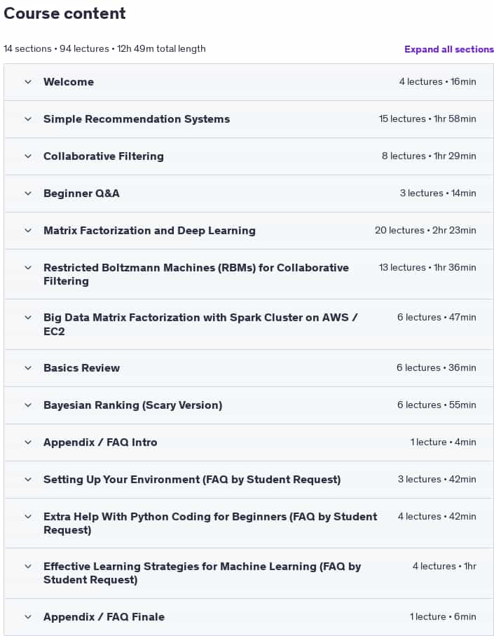 Course topics · Recommender Systems and Deep Learning in Python 2025-7