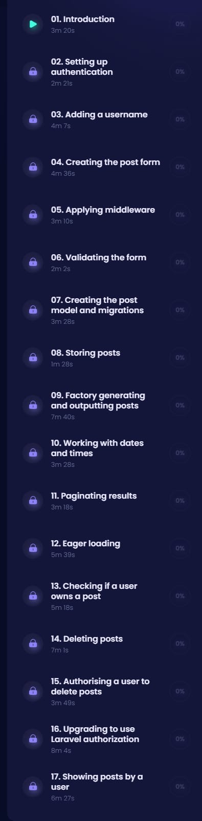 Course topics · Codecourse — Laravel Basics – Create a Post app 2020-10