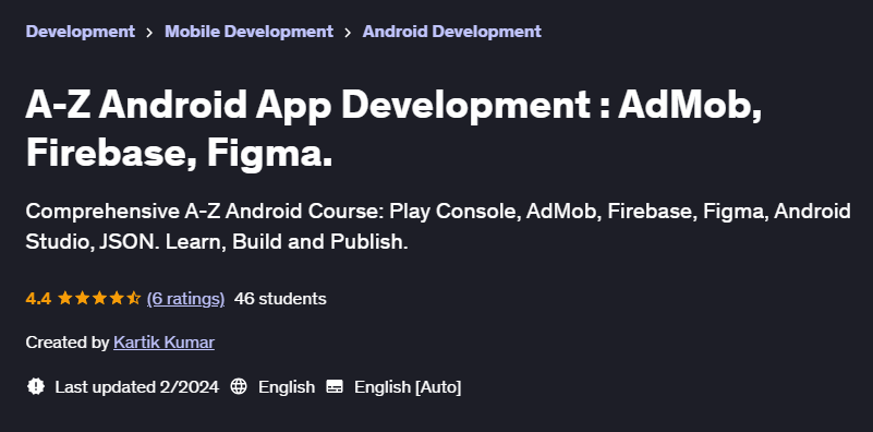 Pictures · Udemy — A-Z Android App Development : AdMob, Firebase, Figma. 2024-2