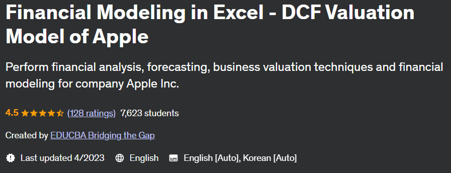 Pictures · Udemy — Financial Modeling in Excel – DCF Valuation Model of Apple 2023-4