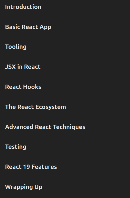 Course topics · Complete Intro to React, v9 2024-11