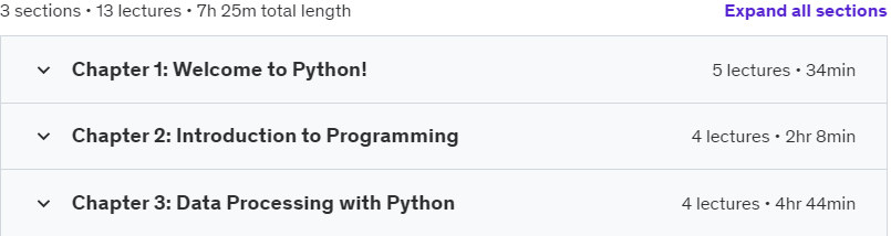 Course topics · Udemy — Introduction to Python: From N00B to N3RD 2023-7