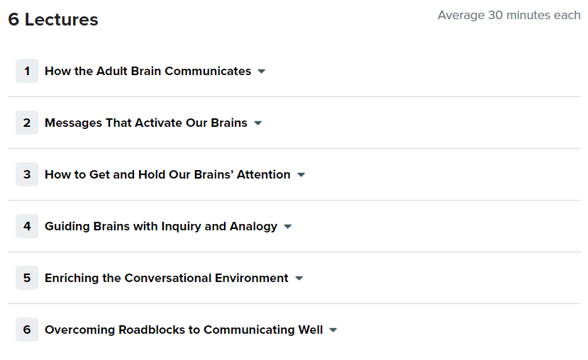 Course topics · thegreatcourses — The Brain-Based Guide to Communicating Better 2021-7