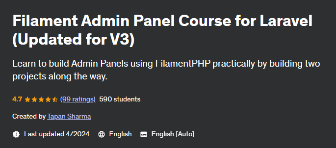 Pictures · Filament Admin Panel Course for Laravel (Updated for V3) 2024-4