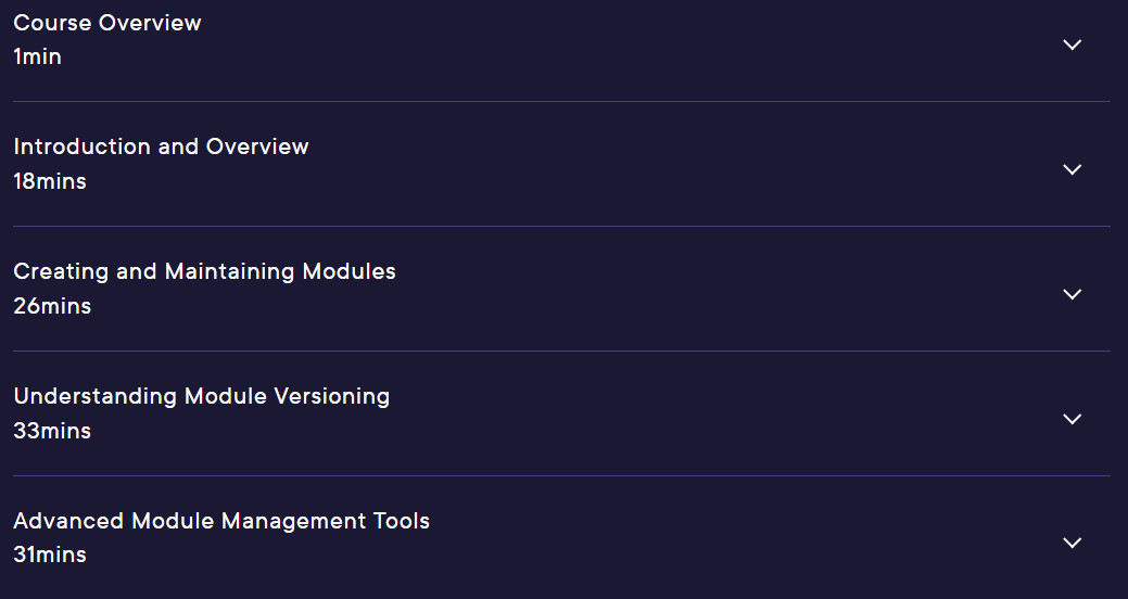 Course topics · Pluralsight — Exploring Go Modules 2019-8