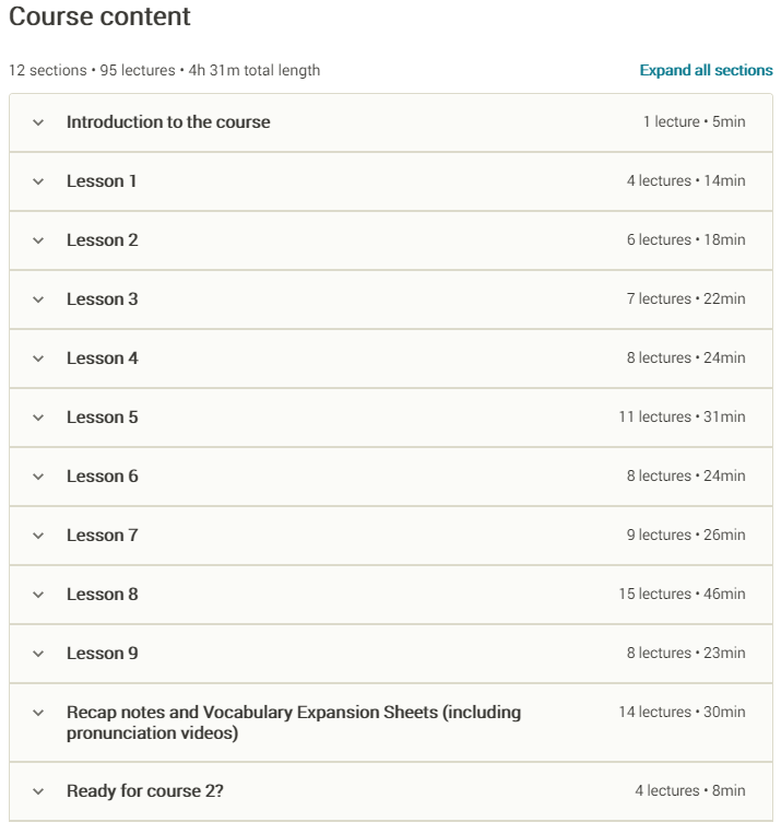 Course topics · Udemy — 3 Minute Italian – Course 1-8 | Language lessons for beginners 2023-3