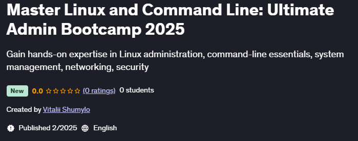이미지 · 마스터 Linux 이 게시물을 즐겨찾기로 설정 6월 19 Command Line: Ultimate Admin Bootcamp 2025-2