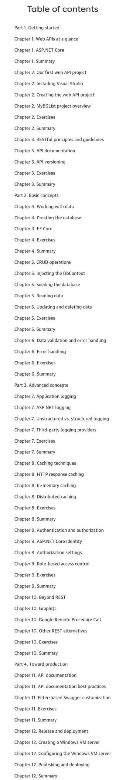Course topics · Oreilly — Building Web APIs with ASP.NET Core, Video Edition 2023-6