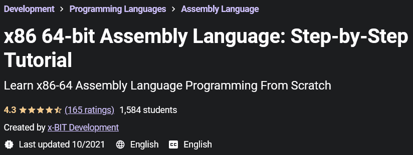 Pictures · Udemy — x86 64-bit Assembly Language: Step-by-Step Tutorial 2020-8