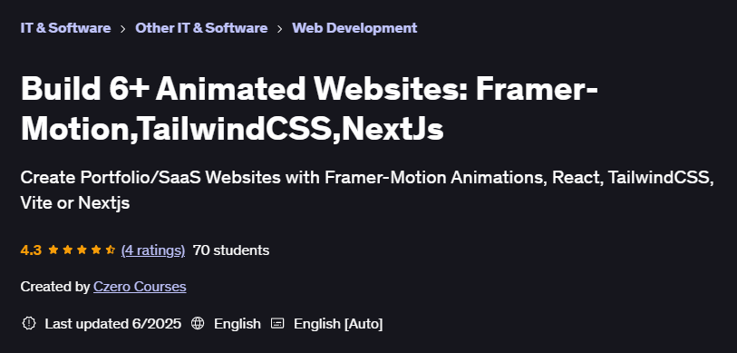 Pictures · Udemy — Build 6+ Animated Websites: Framer-Motion,TailwindCSS,NextJs 2025-2
