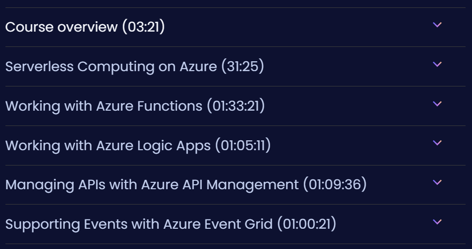 Course topics · Dometrain — Deep Dive: Azure for Developers 2025-1